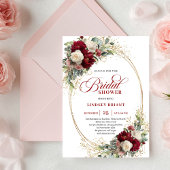 Classic Marsala Roses Gold Bridal Shower Invites 招待状