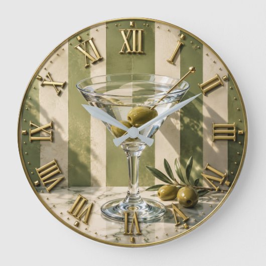 Classic Martini Cocktail Bar Decor ラージ壁時計 (正面)