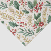 Classic Merry & Bright Red Green and Gold Holly 薄葉紙 (詳細)