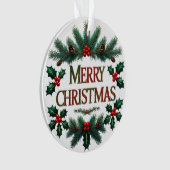 Classic Merry Christmas Acrylic Circle Ornament  オーナメント (正面)