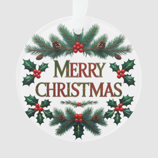 Classic Merry Christmas Acrylic Circle Ornament  オーナメント (正面)