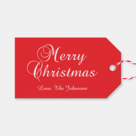 Classic Merry Christmas Calligraphy Red ギフトタグ