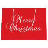 Classic Merry Christmas Calligraphy Red ラージペーパーバッグ (正面)