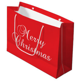 Classic Merry Christmas Calligraphy Red ラージペーパーバッグ