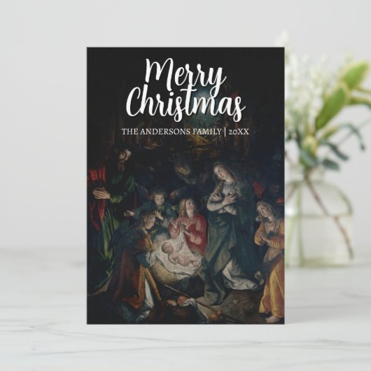 Classic Merry Christmas Nativity De Vos シーズンカード (スタンド正面)