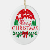 "Classic Merry Christmas Reindeer & Santa Ornament セラミックオーナメント (右)