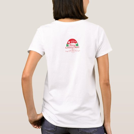 Classic Merry Christmas Santa Sleigh & Forest Tシャツ (裏面)
