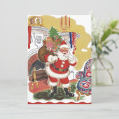 Classic Merry Santa Claus, Retro Christmas Celebra 招待状 (スタンド正面)