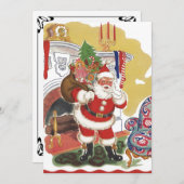Classic Merry Santa Claus, Retro Christmas Celebra 招待状 (正面/裏面)