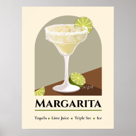 Classic Mexican Margarita with Salt Rim Recipe Art ポスター