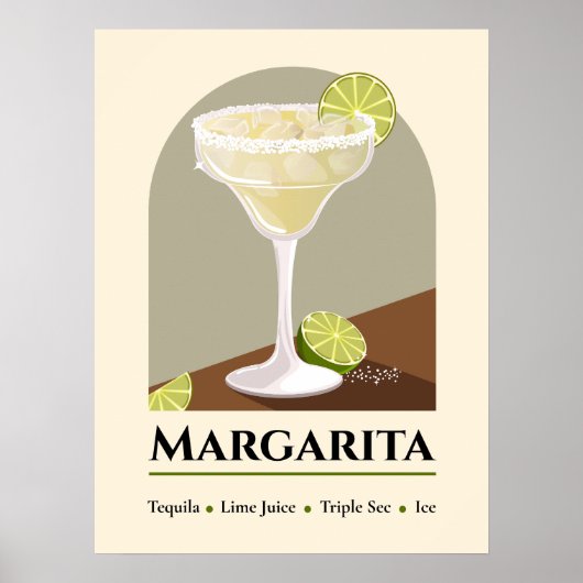 Classic Mexican Margarita with Salt Rim Recipe Art ポスター (正面)