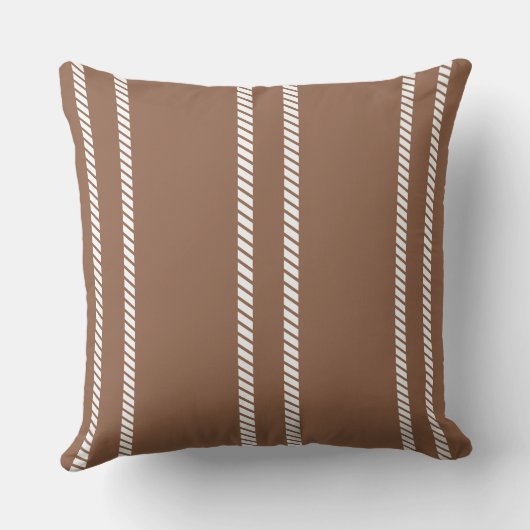 Classic Mid-tone Brown with Stripes Throw Pillow クッション (裏面)