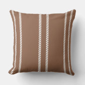 Classic Mid-tone Brown with Stripes Throw Pillow クッション (正面)
