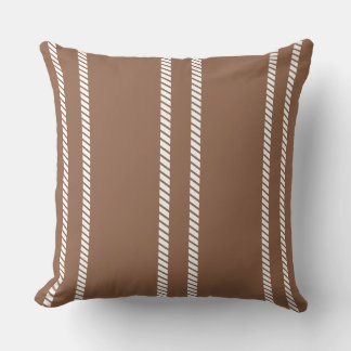 Classic Mid-tone Brown with Stripes Throw Pillow クッション