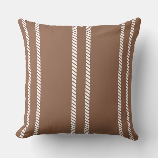 Classic Mid-tone Brown with Stripes Throw Pillow クッション (正面)