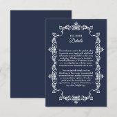 Classic Midnight Navy Blue Ornately Framed Wedding エンクロージャーカード (正面/裏面)