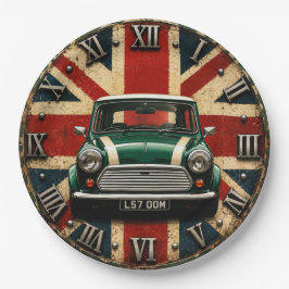 Classic Mini Cooper Union Jack British Vintage Car ペーパープレート
