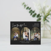 Classic Minimal Arch Photo QR Code Save the Date ポストカード (スタンド正面)