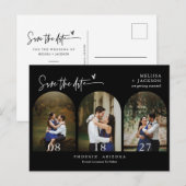 Classic Minimal Arch Photo QR Code Save the Date ポストカード (正面/裏面)