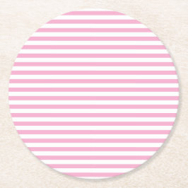 Classic Minimal Chic Light Pink and White Striped ラウンドペーパーコースター