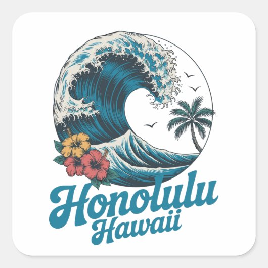 Classic Minimal Honolulu Hawaii Aloha Travel スクエアシール (正面)