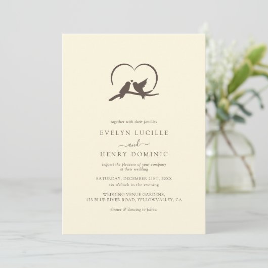 Classic Minimal Lovely birds Romantic Wedding 招待状 (スタンド正面)
