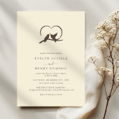 Classic Minimal Lovely birds Romantic Wedding 招待状