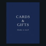 Classic Minimal Navy Blue Silver Cards and Gifts ポスター<br><div class="desc">This classic minimal navy blue silver cards and gifts poster is great for a simple modern romantic and elegant wedding. The dark navy blue color palette and minimal vintage typography give it a classy chic formal touch. The design is flexible, perfect for a basic contemporary evening, spring, fall, summer, or...</div>