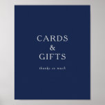 Classic Minimal Navy Blue Silver Cards and Gifts ポスター<br><div class="desc">This classic minimal navy blue silver cards and gifts poster is great for a simple modern romantic and elegant wedding. The dark navy blue color palette and minimal vintage typography give it a classy chic formal touch. The design is flexible, perfect for a basic contemporary evening, spring, fall, summer, or...</div>