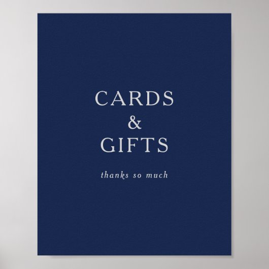 Classic Minimal Navy Blue Silver Cards and Gifts ポスター (正面)