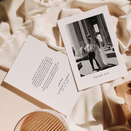 Classic Minimal Wedding Photo Thank You Card サンキューカード