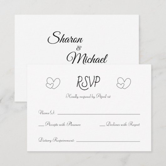 Classic Minimal Wedding RSVP Card (正面/裏面)