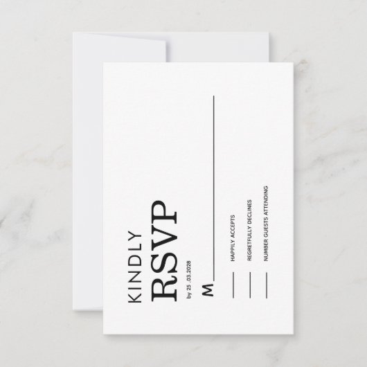 CLASSIC MINIMALIST BLACK AND WHITE RSVP CARD (正面)