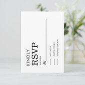 CLASSIC MINIMALIST BLACK AND WHITE RSVP CARD (スタンド正面)