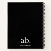 Classic Minimalist Black & White Monogram ノートブック (裏面)