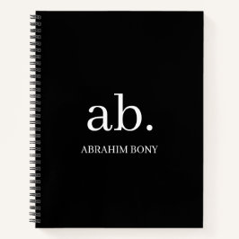 Classic Minimalist Black & White Monogram ノートブック