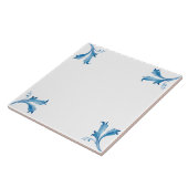 Classic Minimalist Blue Tile Leaf Ornaments タイル (側面)