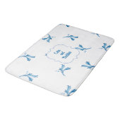 Classic Minimalist Blue Tile Leaf Ornaments バスマット (アングル)