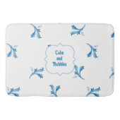 Classic Minimalist Blue Tile Leaf Ornaments バスマット (正面)