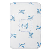 Classic Minimalist Blue Tile Leaf Ornaments バスマット (正面縦)