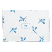 Classic Minimalist Blue Tile Leaf Ornaments 枕カバー (正面左)