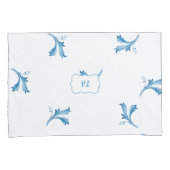 Classic Minimalist Blue Tile Leaf Ornaments 枕カバー (正面右)
