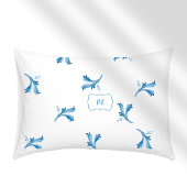 Classic Minimalist Blue Tile Leaf Ornaments 枕カバー