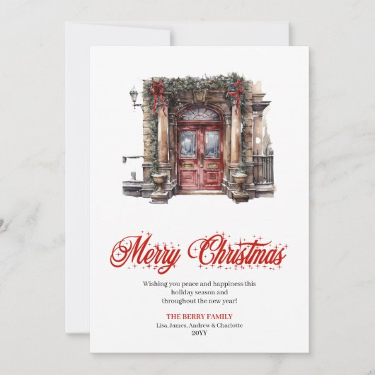 Classic Minimalist Christmas Scene Greeting シーズンカード (正面)