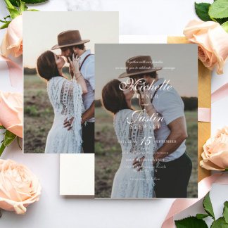 Classic Minimalist Elegant Photo Wedding  招待状