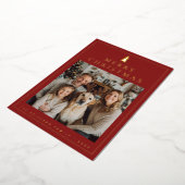 Classic Minimalist Merry Christmas Photo 箔シーズンカード (回転した状態)