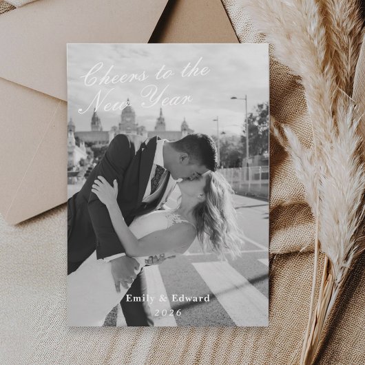 Classic Minimalist New Years Newlywed Photo シーズンカード