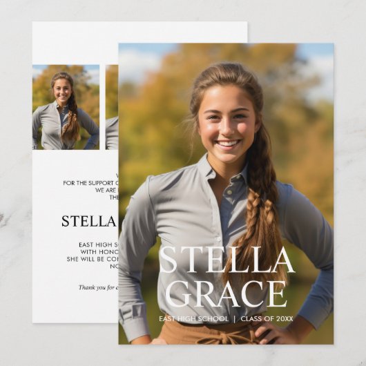 Classic Minimalist Photo Graduation 案内状 (正面/裏面)