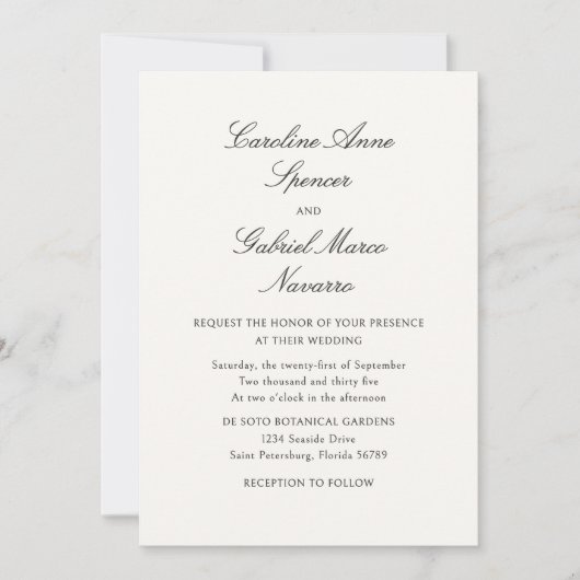 Classic Minimalist Simplistic Wedding Invitation 招待状 (正面)