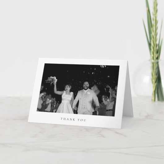 Classic Minimalist Wedding Photo Folded  サンキューカード (正面)